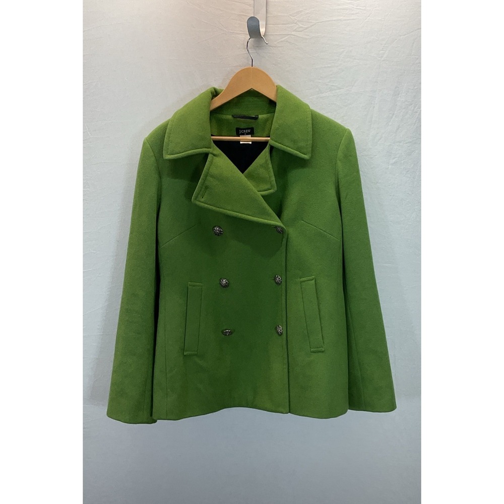 J. Crew Women's Size L City Coat Lime Green Wool Peacoat stadium Nice Rare